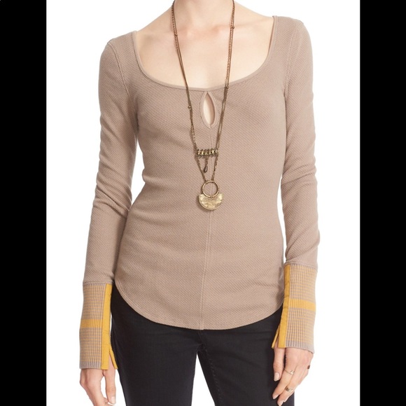 Free People NWT Mod Stripe Cuff Thermal Top - Picture 2 of 16
